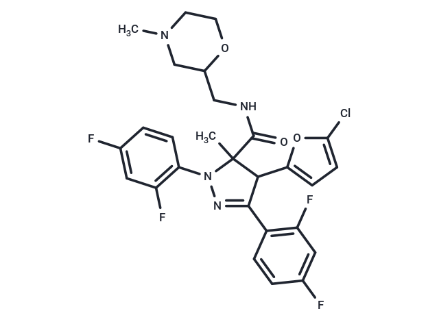1H-Pyrazole-5-carboxamide, 4-(5-chloro-2-furanyl)-1,3-bis(2,4-difluorophenyl)-4,5-dihydro-5-methyl-N-[(4-methyl-2-morpholinyl)methyl]