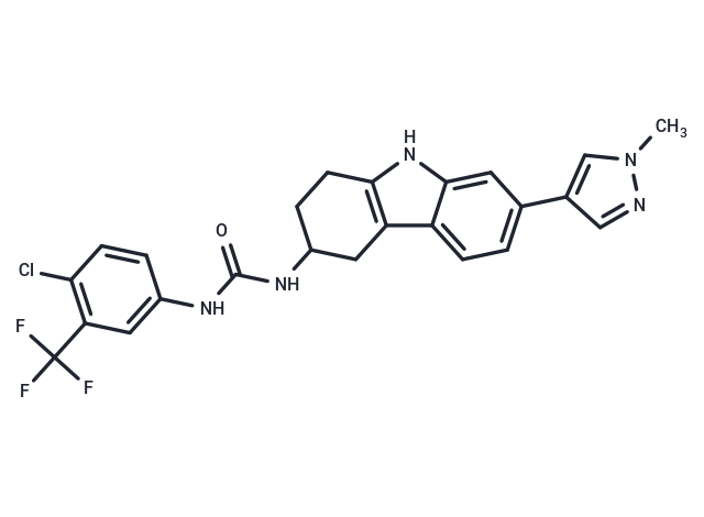 1-(4-chloro-3-(trifluoromethyl)phenyl)-3-(7-(1-methyl-1H-pyrazol-4-yl)-2,3,4,9-tetrahydro-1H-carbazol-3-yl)urea