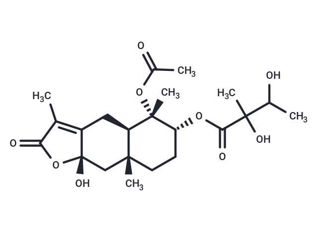 4α,8β-Dihydroxy-3α-(2-hydroxy-3-acetoxy-2-methylbutyryloxy)eudesm-7(11)-en-12,8α-olide