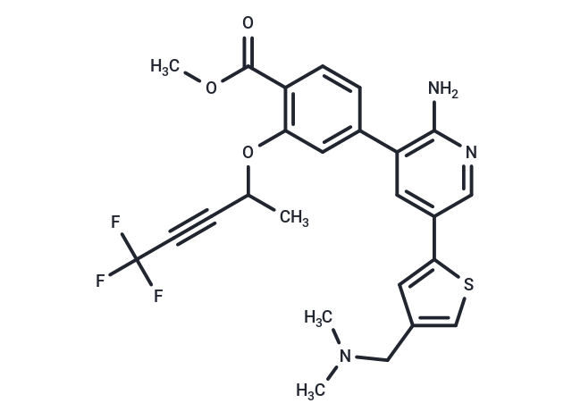 methyl 4-(2-amino-5-(4-((dimethylamino)methyl)thiophen-2-yl)pyridin-3-yl)-2-((5,5,5-trifluoropent-3-yn-2-yl)oxy)benzoate