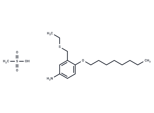 Methanesulfonic acid, compd. with alpha-(ethylthio)-4-(octyloxy)-m-toluidine (7CI)