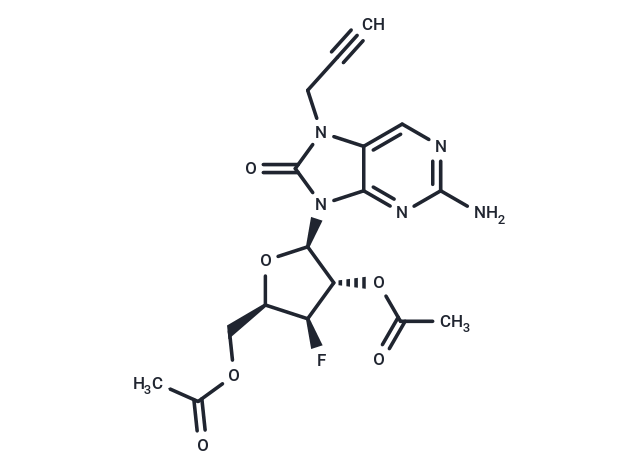 2-Amino-7-propargyl-7,8-dihydro-8-oxo-9-(beta-D-2,5-di-O-acetyl-3-deoxy-3-fluoro-ribofuranosyl)purine