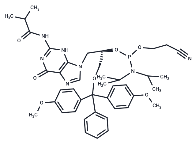 2'-O-(2-Cyanoethoxy)   (diisopropylamino)phosphino-3'-O-(4,4'-dimethoxy triphenyl)methyl-N2-isobutyryl-(R)-9-(2,3-dihydroxypropyl)-guanine