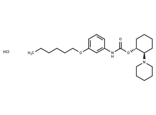 Carbanilic acid, m-hexyloxy-, 2-piperidinocyclohexyl ester, hydrochloride, (E)-