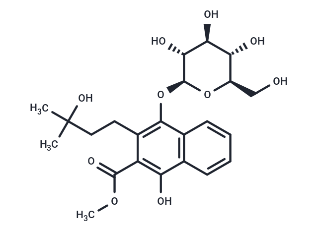 2-Naphthalenecarboxylic acid, 4-(D-glucopyranosyloxy)-1-hydroxy-3-(3-hydroxy-3-methylbutyl)-, methyl ester