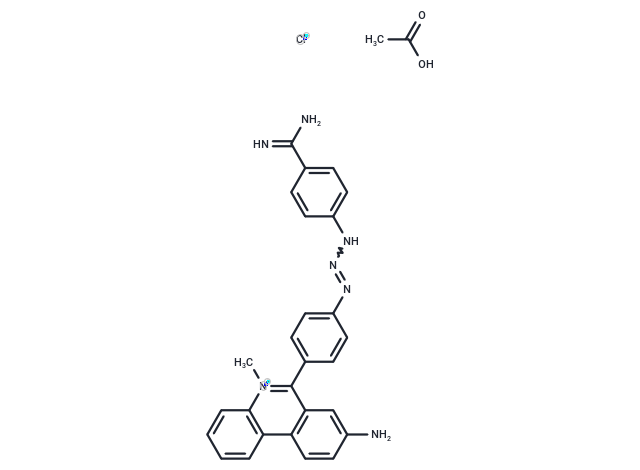 Phenanthridinium, 8-amino-6-(4-(3-(4-(aminoiminomethyl)phenyl)-1-triazenyl)phenyl)-5-methyl-, chloride, acetate